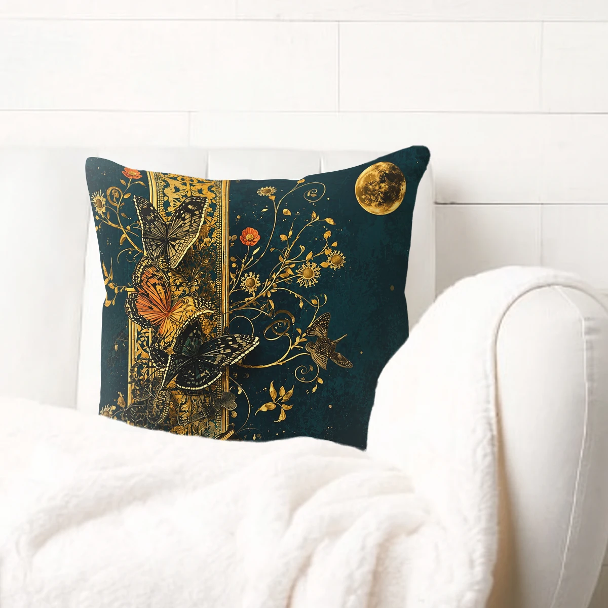 Artistic Mosaic Fish Pattern Polyester Pillow Cover - 2D Printed Cushion Case for Home Sofa Bedroom Decor, No Insert Included