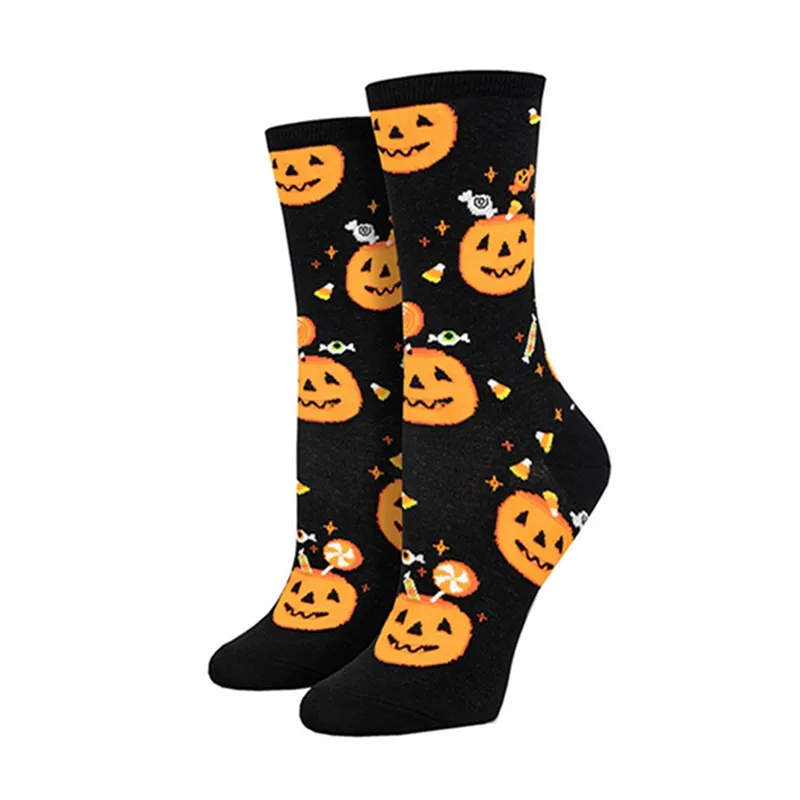 Halloween Novelty Crew Socks Pumpkins Ghost Witch Funny Colorful Socks for Women Men