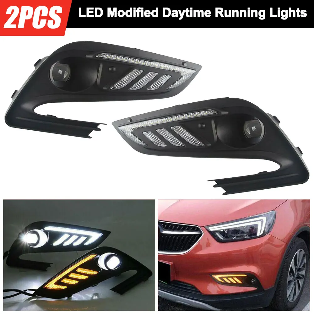 

For Buick Encore 2016-2019 LED Daytime Running Lights Fog Lamp DRL w/Turn Signal