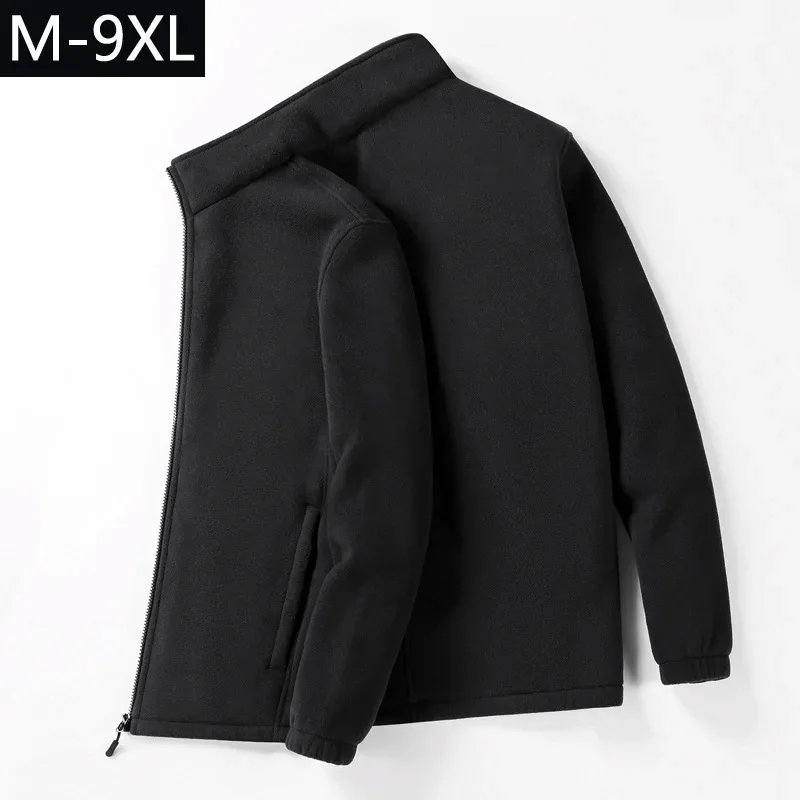 9XL Plus Size Fleece Coat Men Women Autum Winter Outdoor Sports Windproof Warm Fleece Liner Stand Collar Outerwear