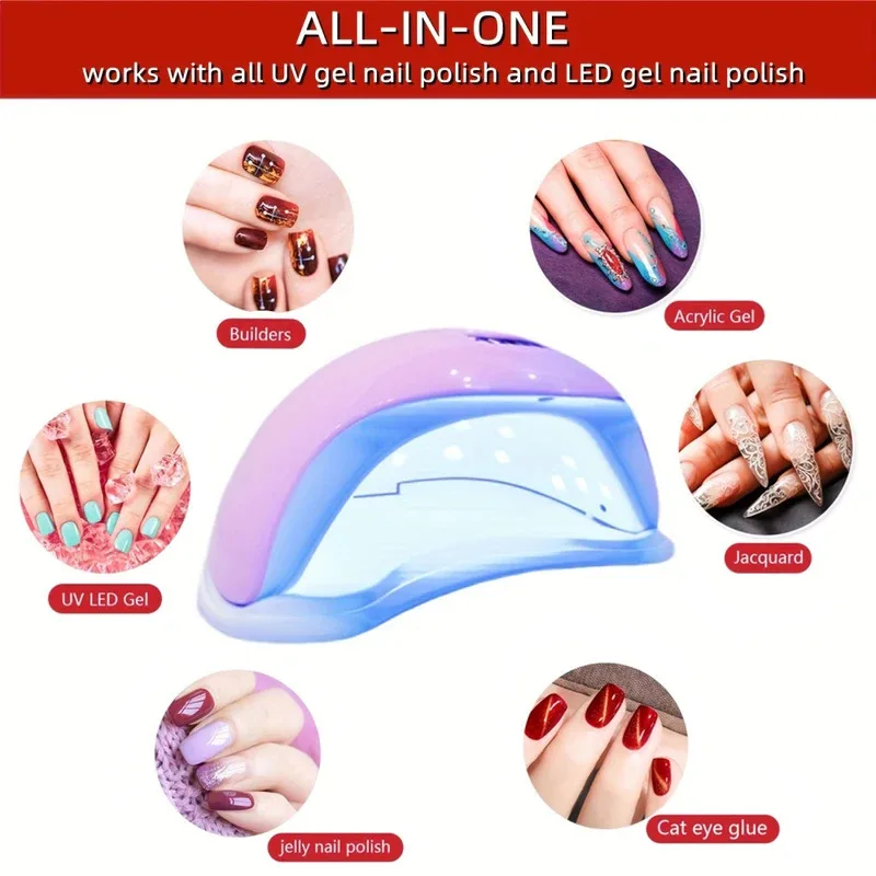 48W Professional LED UV Nail Lamp - 48W Fast-Drying for All Gel Types, Salon-Grade Nail Art Tools for Fingernails & Toenails image 6