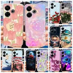 For Cover Xiaomi Redmi 13 Phone Case TPU Soft Silicone Fashion Flower Clear Funda For Redmi 13 4G 2024 Bumper Redmi13 Back Cover
