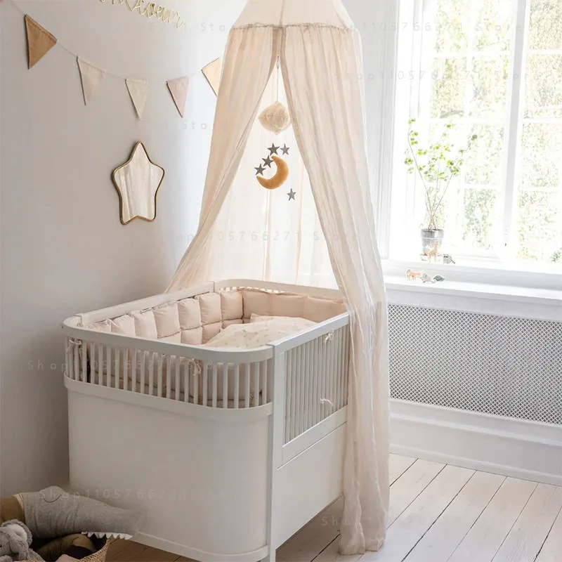 Nordic Style Double Layer Gauze Bed Canopy Pure Cotton Breathable Anti Mosquito Cover