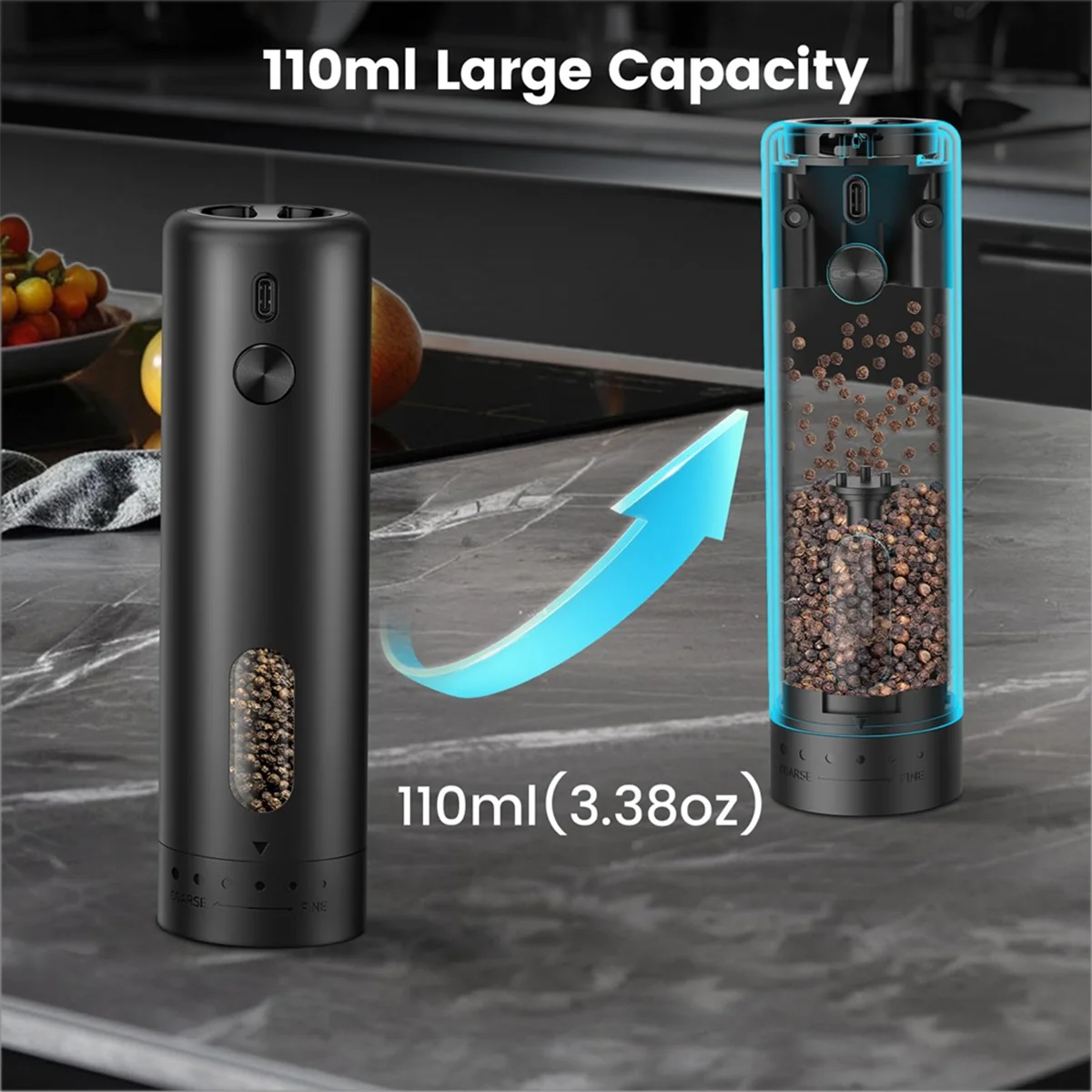 

2025+ Electric Salt and Pepper Grinder Set - USB Rechargeable Automatic Salt and Pepper Mill, Salt and Pepper Shakers Set