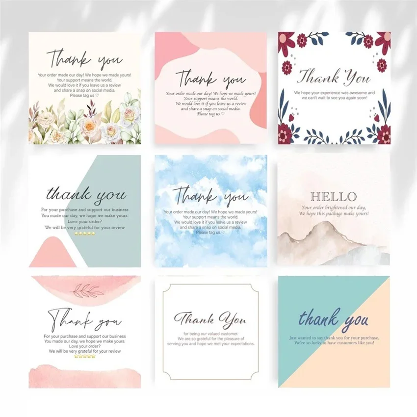 30Pcs 8cm*8cm Thank You Cards Happy Birthday To You Cards For Gift Card Package Decoration Baking wedding Party Small Business