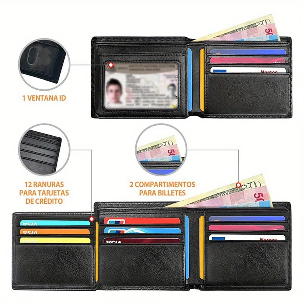 Rfid Brieftasche Männer Carbon Faser Schlank Trifold Kreditkarte Halter Geld Taschen Große Kapazität Id Karteninhaber Mans Brieftasche Cartera Hombre – Detail 3