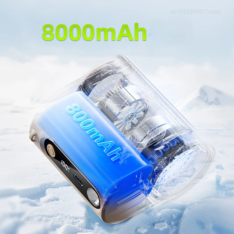 New Waist Mounted Electric Fan 8000mAh Rechargeable Anti Drop Shock Absorption Fan Portable Outdoor Flashlight Hanging Neck Fans