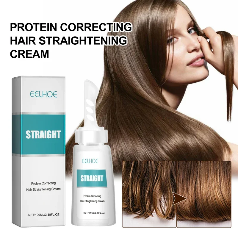 

Hair Straightening Cream - Protein Collagen Enriched Formula for Frizzy Damaged Hair, Smoothing Nourishing Treatment Comb