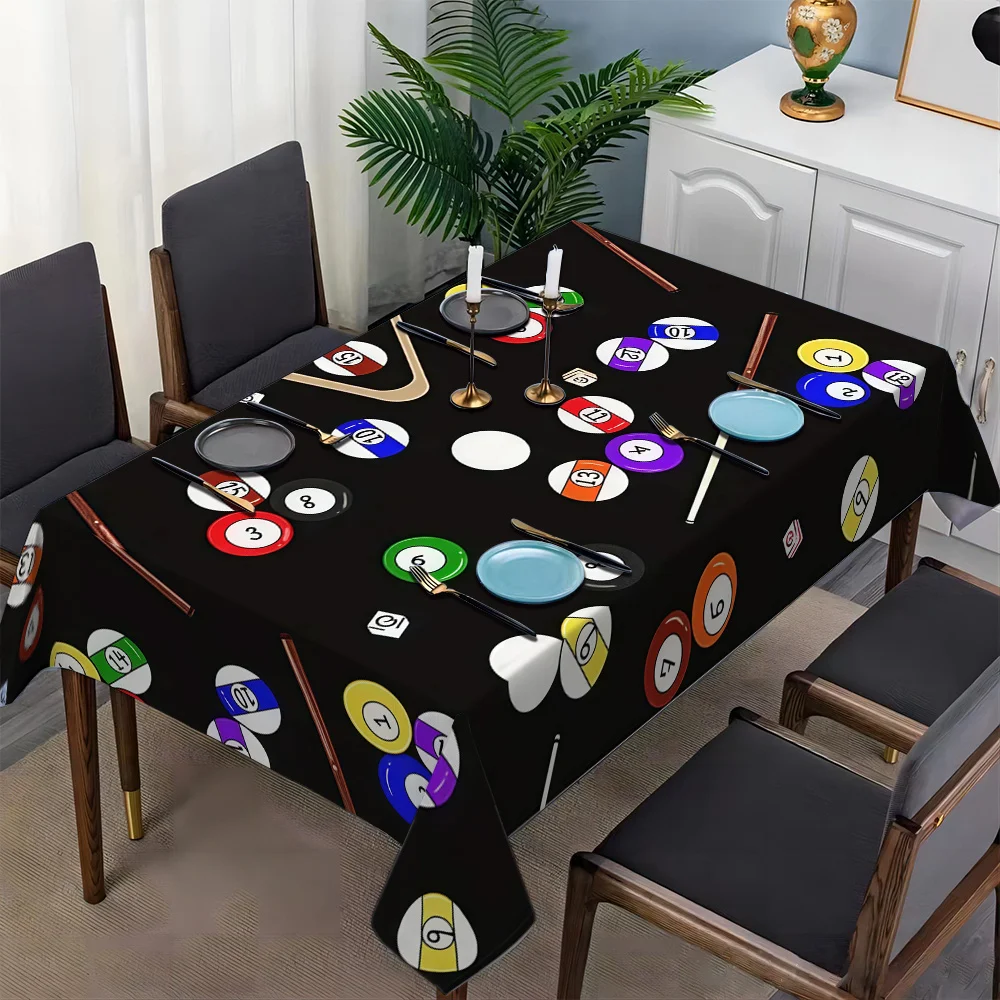- 1 PC cartoon colorful billiard style pattern simple European style pattern tablecloth square tablezyc