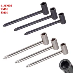 3PCS Gitaar Truss Rod Aanpassen Wrench 6.35/7/8mm Metal Hexagon Socket Akoestische Gitaar Truss pole Spanner Reparatie Tools