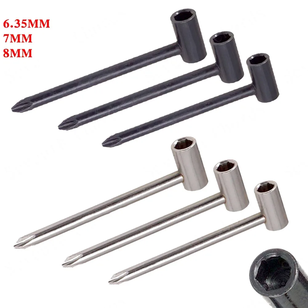 3PCS Guitar Truss Rod Adjusting Wrench 6.35/7/8mm Metal Hexagon Socket Acoustic Guitar Truss Pole Spanner Repair Tools