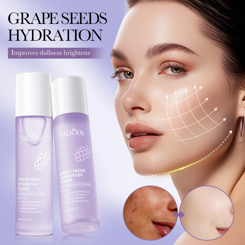 100ml Face Toner Anti-aging Moisturizing Grape Seed Toner Facial Skin Care Whitening Antioxidant Brighten Korean Cosmetics