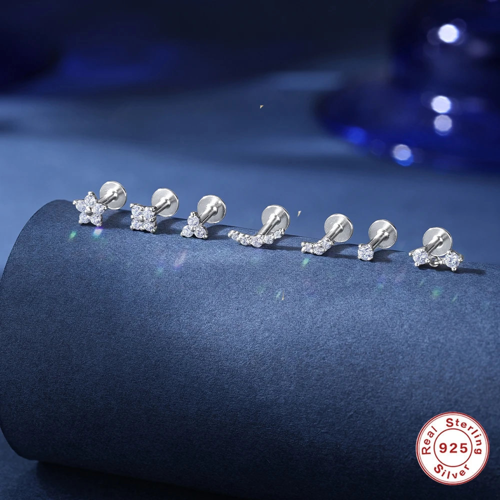 

AIDE 925 Sterling Silver New Lab Grown Diamond Piercing Earrings for Women Simple Diamonds Anniversary Party Studs Gifts Jewelry