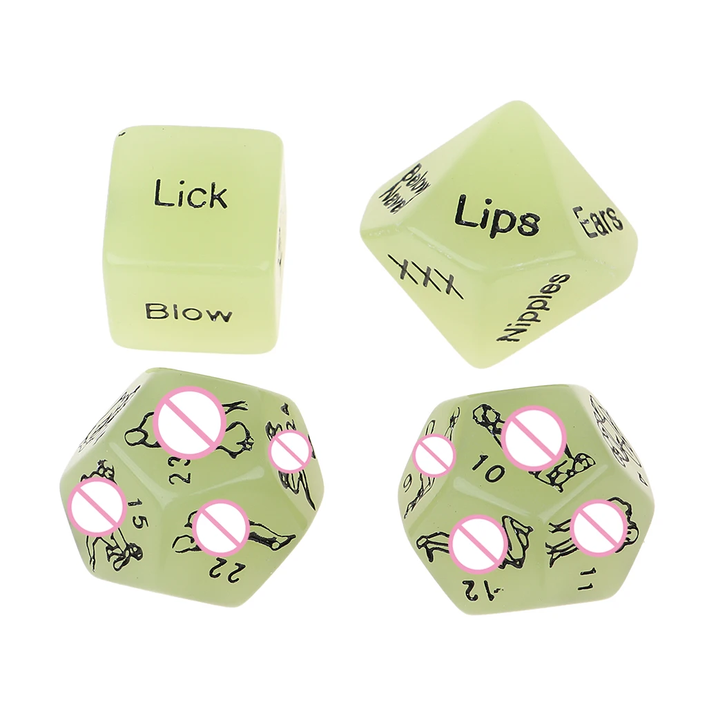 4Pieces Position Glow Dice Love Game Erotic Night Foreplay Toys Luminous