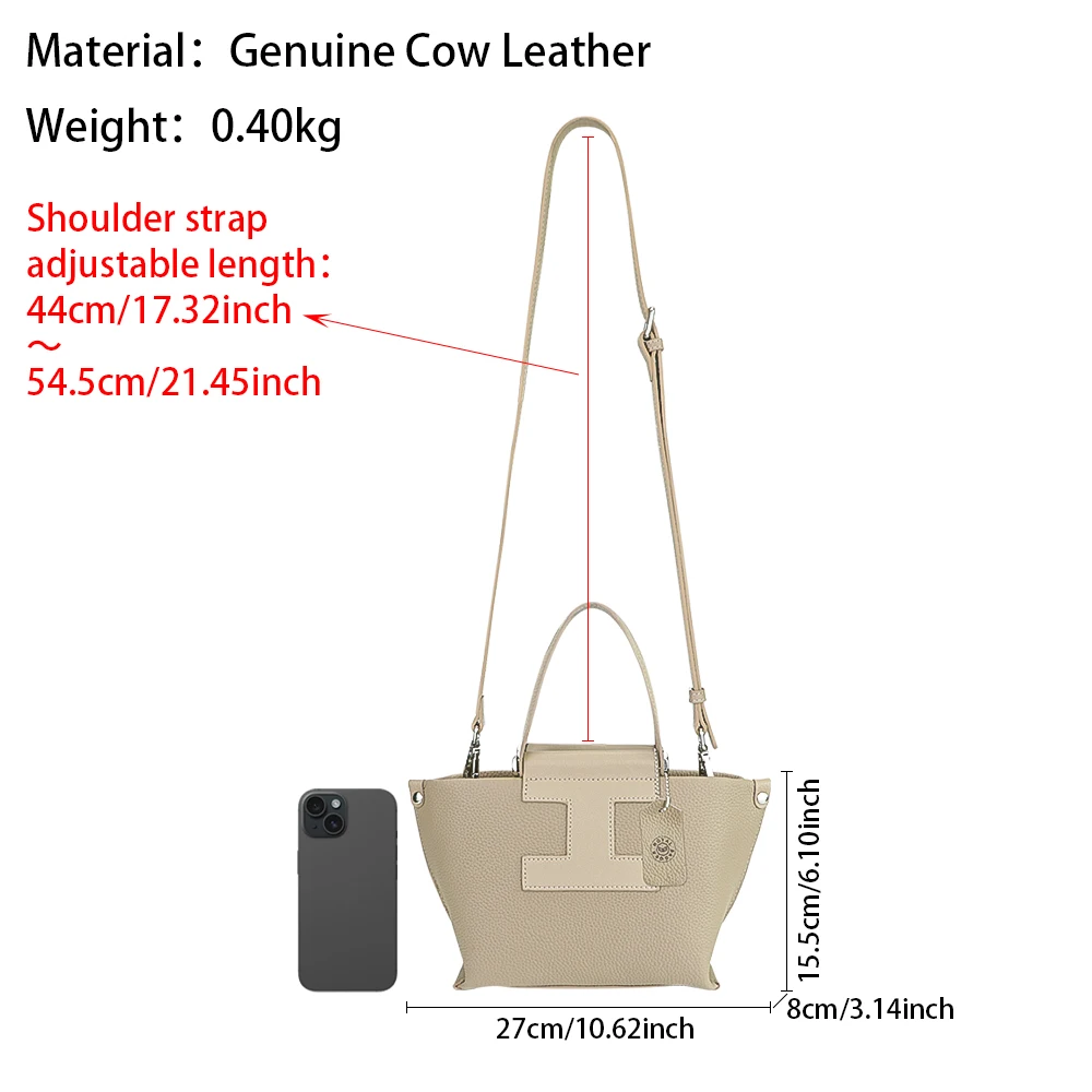 Royal Bagger Top-Handle Genuine Leather Handbag for Women, Trendy Casual Crossbody Bag, with Adjustable Shoulder Strap 1859