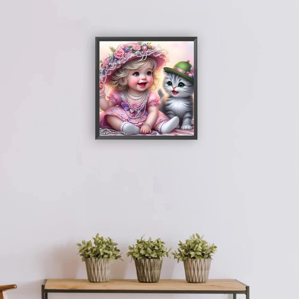 

Алмазная картина Семья 5D Фея Пыль Алмазная точка Искусство Милая девушка Кот Кристалл Смола Мозаика Набор для рисования AB Дрель Набор для вышивки крестом