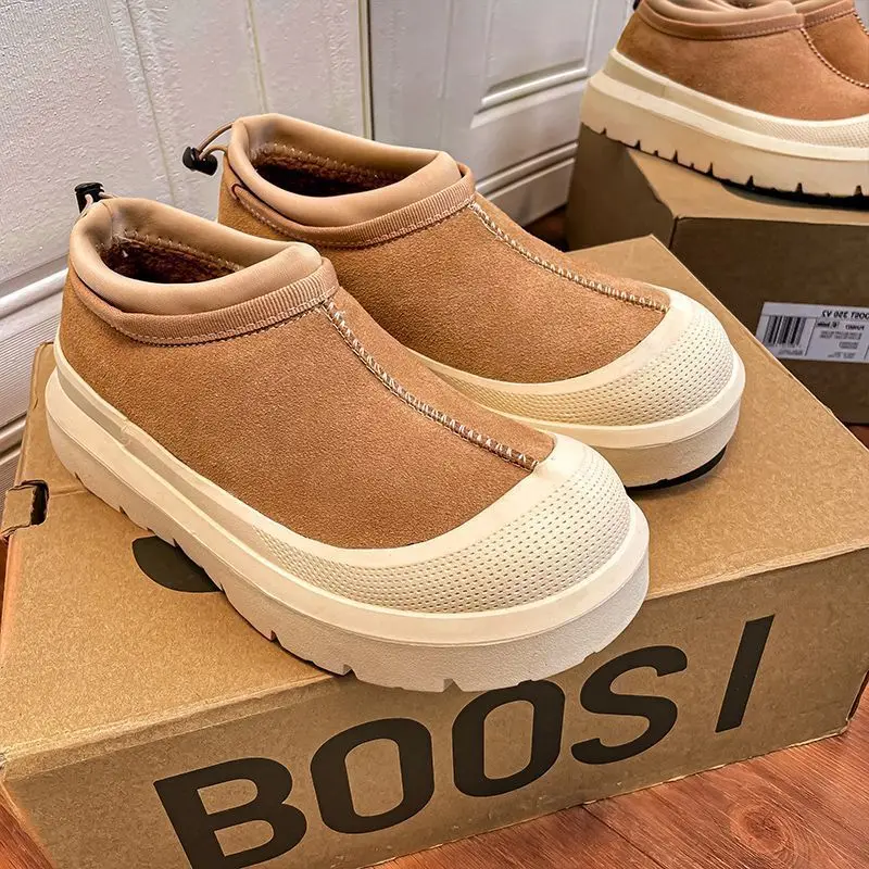 

2025 Thick-soled Men's and Women's Winter Genuine Leather Velvet Thickened Snow-proof and Non-slip Cotton Snow Boots