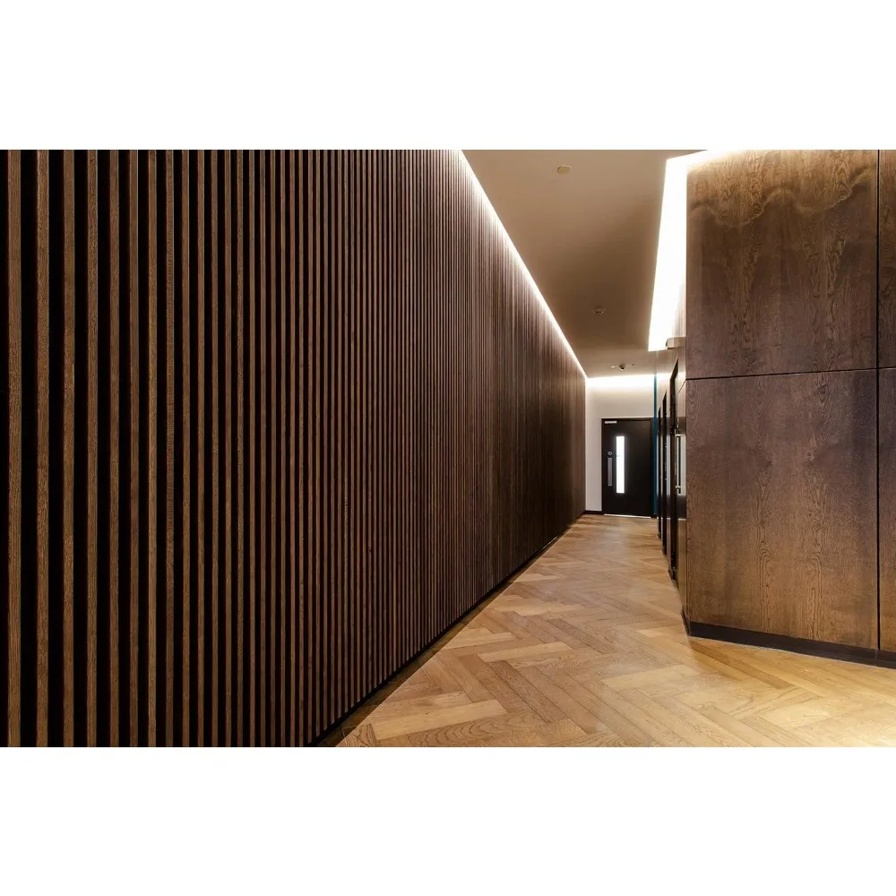 Wall Panels | Faux Wood Slats - Walnut Waterproof Slat Panel 94.5” X 4.8” Each | 17.7 Sqft. (Pack of 6) -M, Panels