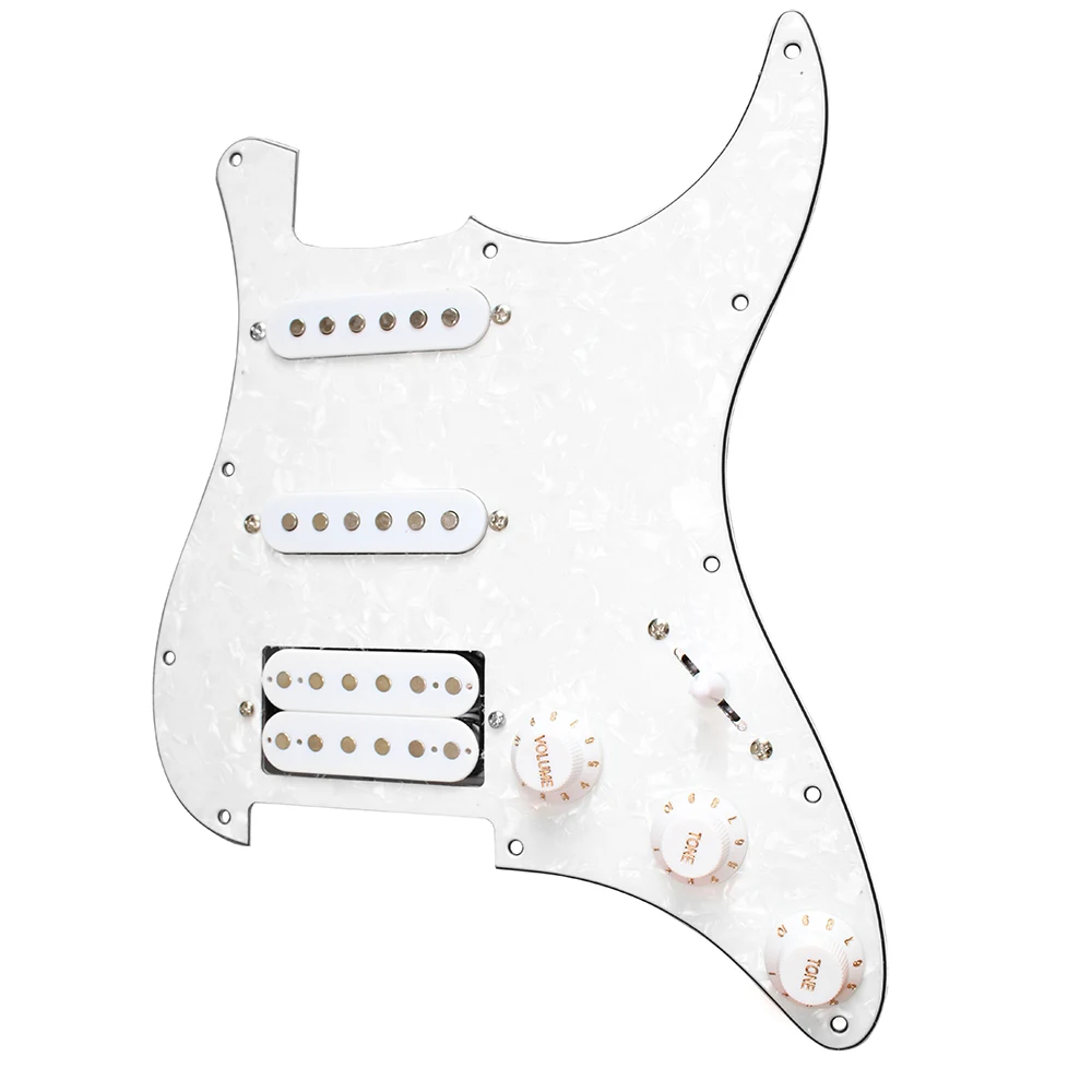 

3-ply SSH Loaded Prewired Humbucker Pickguard Pickups Set for Strat ST Electric Guitar White Black Pearl