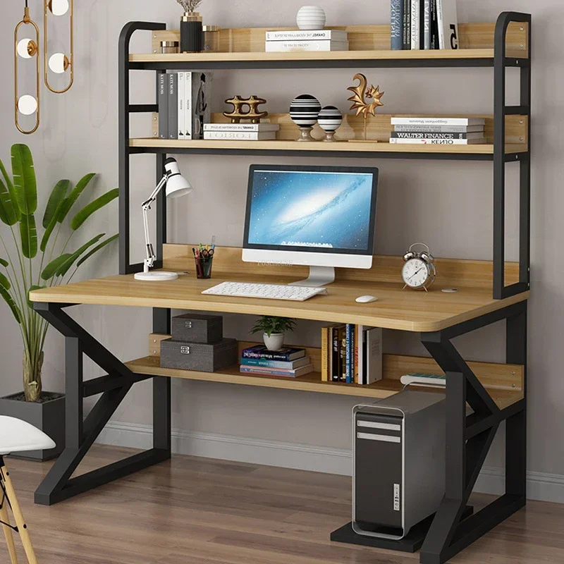 Modern Desktop Computer Desk Simple Study Table Office Furniture Bedroom  Bookshelf Integrated Office Desk Rack U