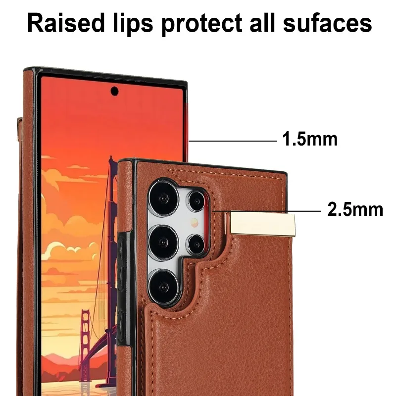 Organ Card Slot Leather Phone Case for Samsung Galaxy S21 S23 FE S24 S22 Ultra Plus A15 A54 A53 A52S A14 A13 Wallet Cover