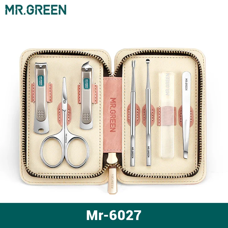 MR.GREEN Maniküre-Set, Körperpflege-Sets, Nagelknipser, Werkzeuge, Edelstahl, professionelle Nagelschere, PU-Hülle, Kit 7in1 Damen
