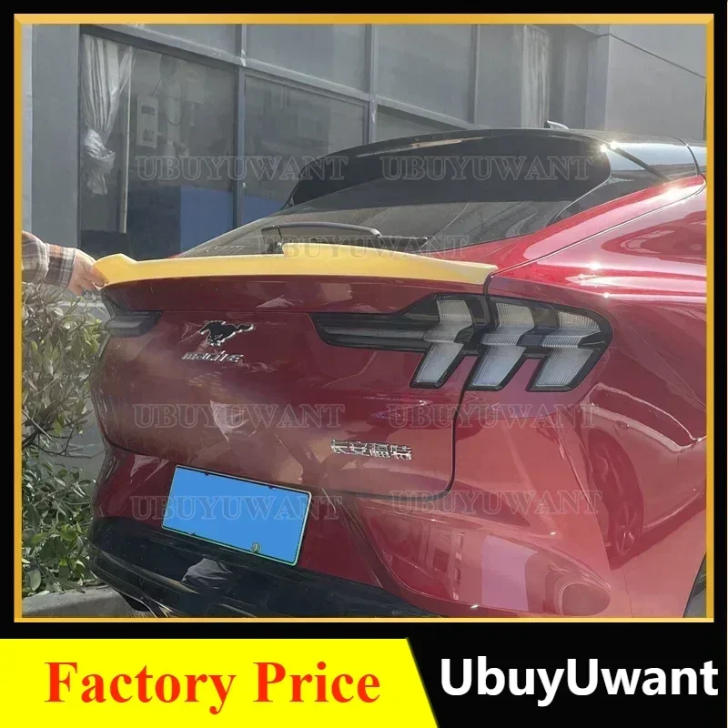 For Ford Mustang Mach-E 2021+ Car Rear Trunk Spoiler High Quality ABS Material Carbon Fiber Look Body Kit Wing Spoiler Styling