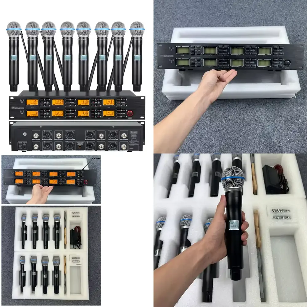 Karaoke Stage Performance Uhf Microphones Handhold Mic Dual Professional Wireless Microphone Wireless Microphone System