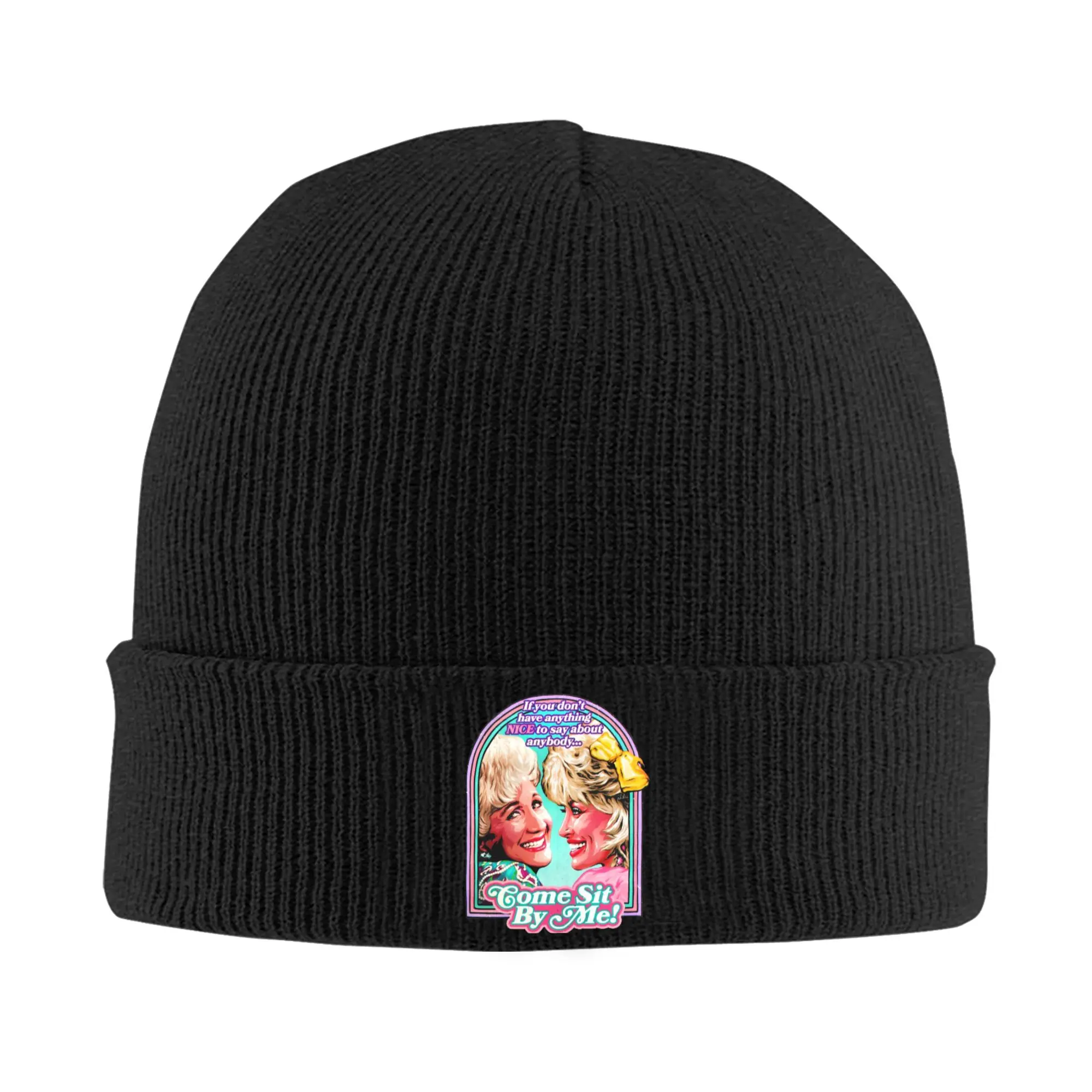 

Come Sit By Me! Dolly Parton Knitted Caps Women's Men's Beanie Autumn Winter Hat Acrylic Hip Hop Melon Cap