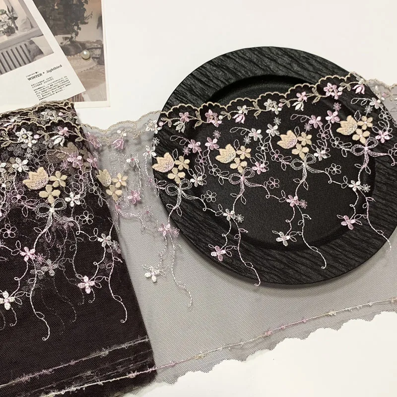 

15Yards Embroidered Tulle Lace Trimmings Dress Laces Fabric Sewing Girl Lingerie Underwear Crafts Material 20cm Wide