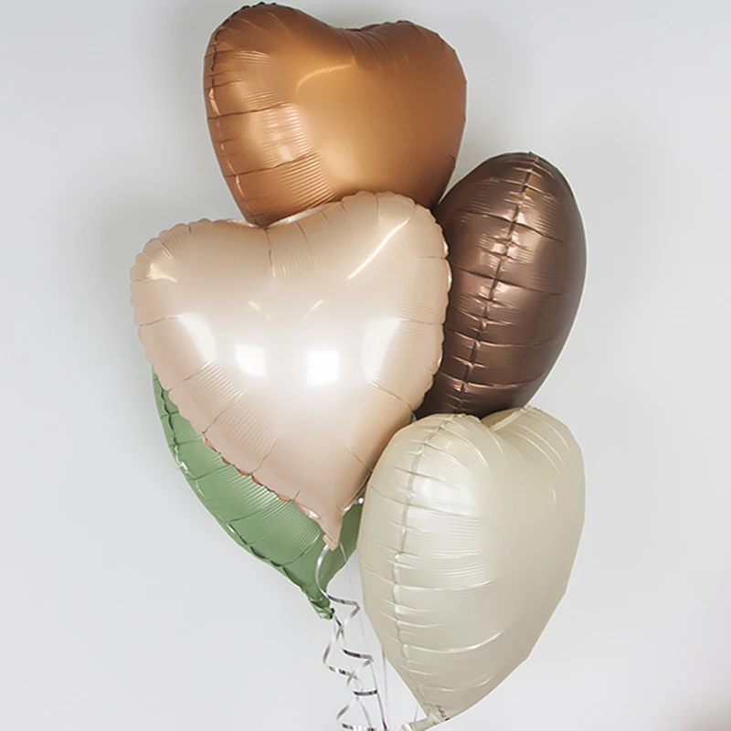 5pcs 18inch Cream Brown Sage Green Helium Heart Foil Balloons Baby Girls Birthday Decor Globos Baby Shower Wedding Party Sipplie