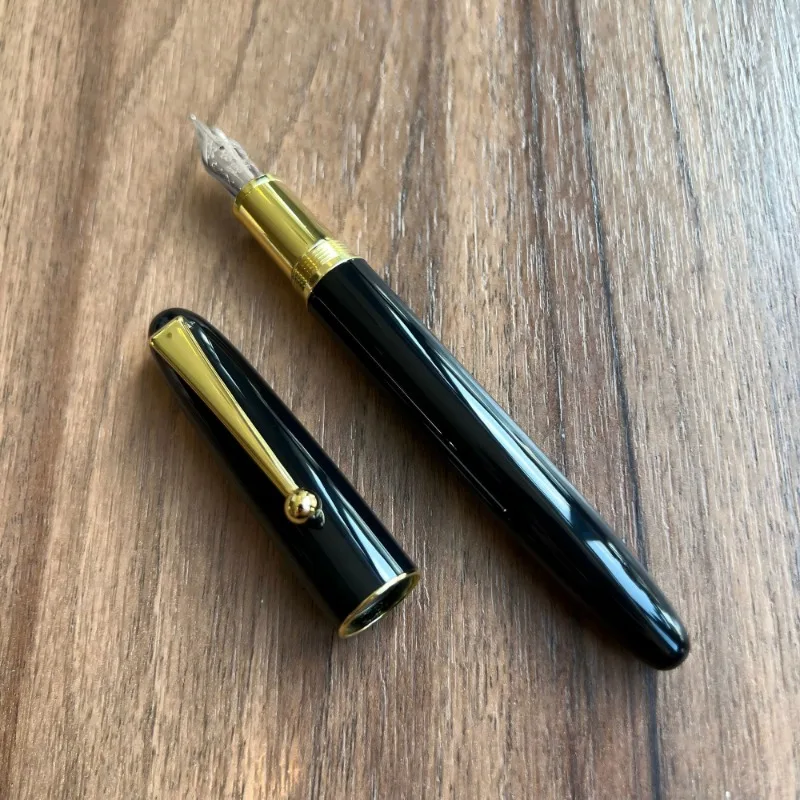 Discount Pen Guochen 163 Black Gold Clip Fountain Pens F 0.5MM Bent Curved Art Nib Ink Pen Office Writing Stationery Bulk Sale