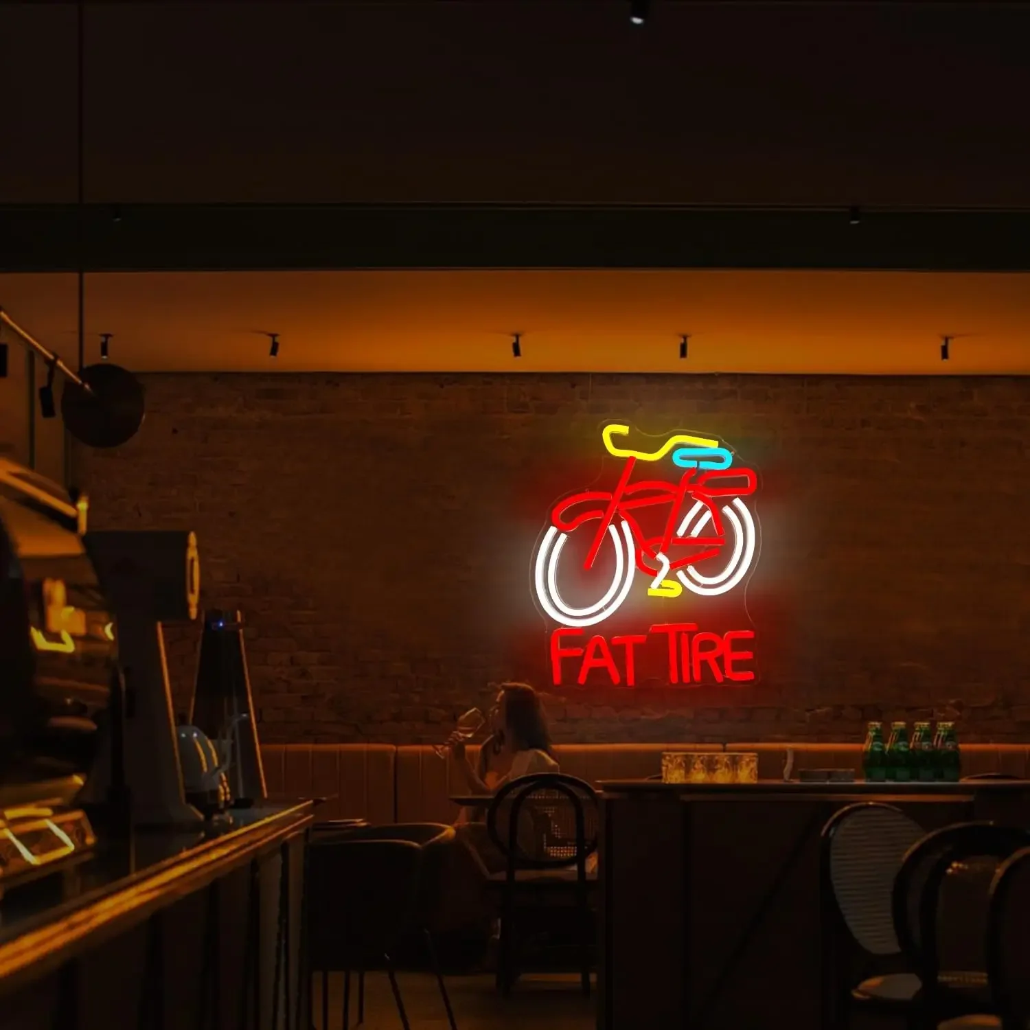 LED Fat Tires Neon Sign Beer Neon Light Sign for Wall Decor USB Powered for Man Cave Bar Pub Business Club Party Garage Gift