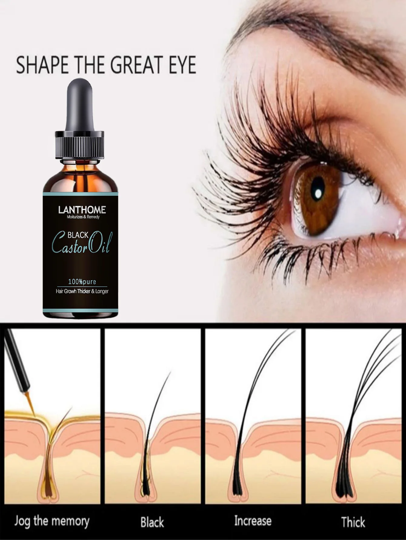 Eyelash Growth Serum Eyebrow Oil Essential Oils Essence Castor Oil Eyelash Lifting Enhancer Fuller Thicker Longer Treatment