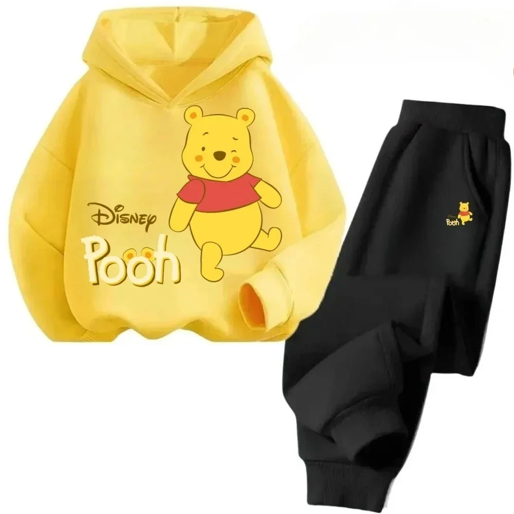 

Winnie The Pooh Children's Sweatshirt, Cartoon Print Plus Velvet Style, Warm Hooded Suit for Boys and Girls in Autumn and Winter
