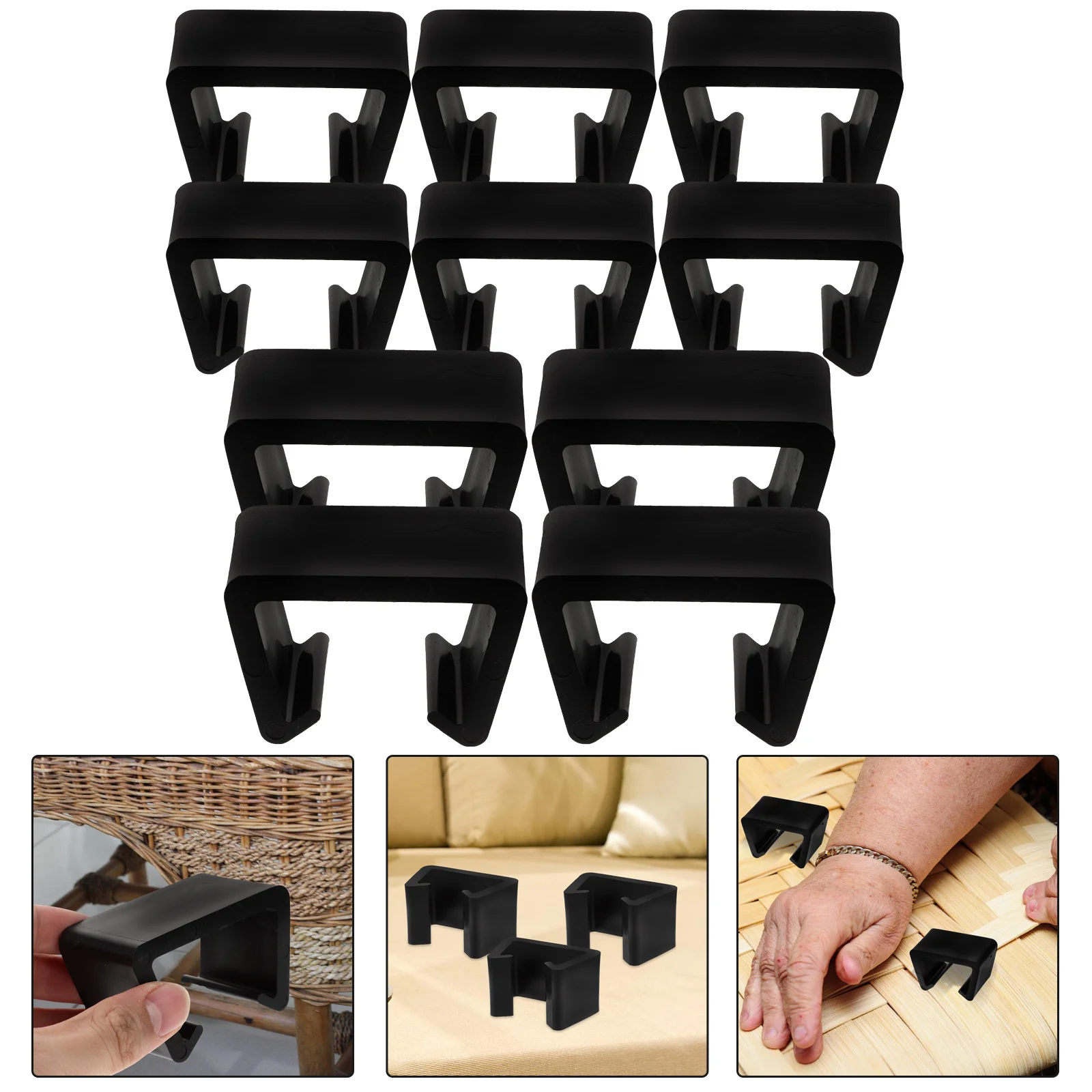 

10Pcs Patio Furniture Clips Robust Plastic Rattan Wicker Chair Fasteners for Outdoor Sectional Sofa and Chair Connector