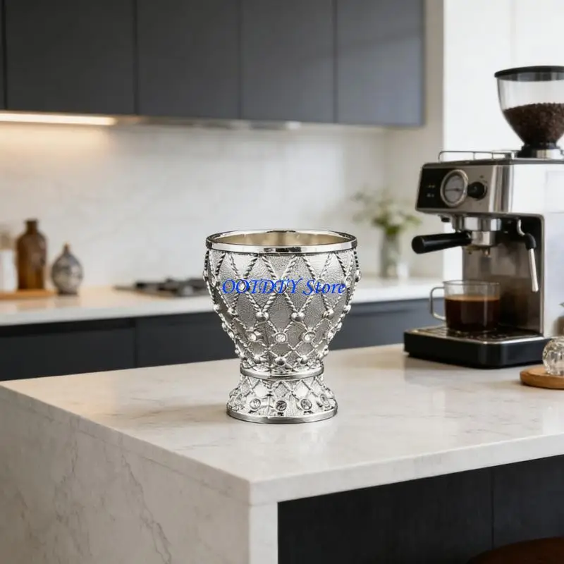 367A Elegant Embossed Drinking Cup Alloy Meshes Crystal Whiskeys Glass with Delicate Rhinestones For Home And Party Use