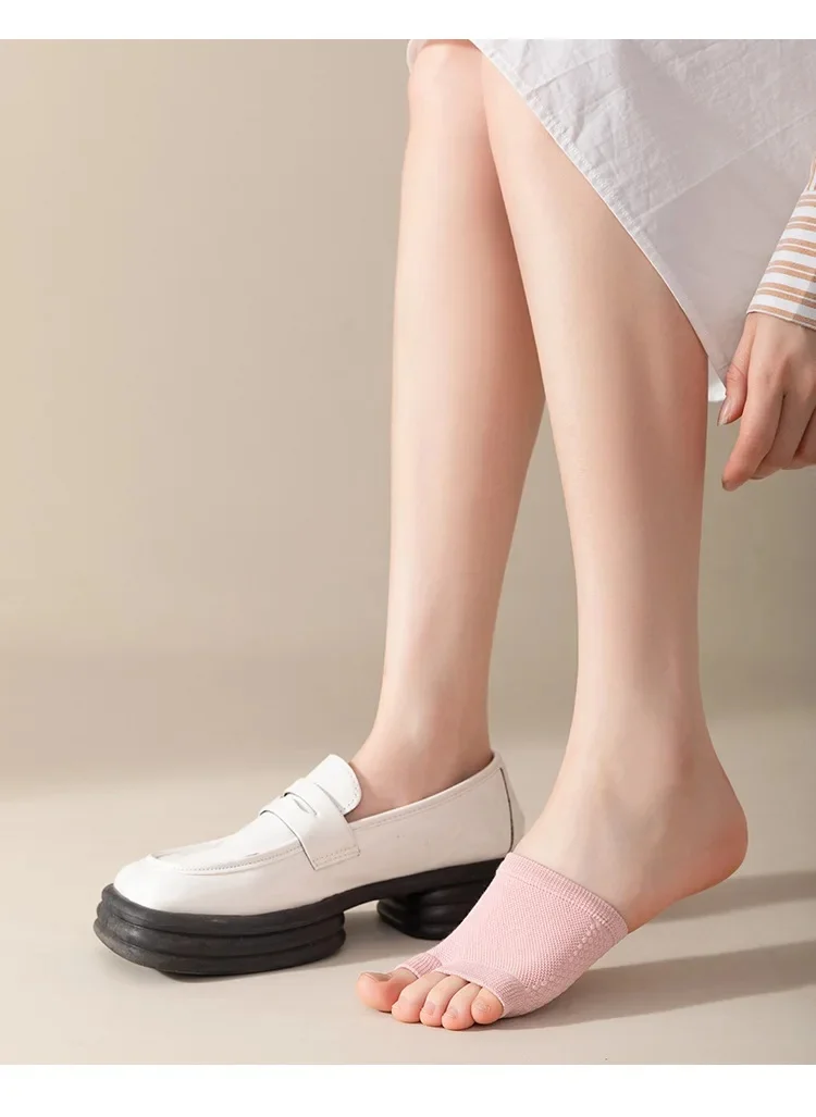 Zehensocken, dünne Sommer-Bootsocken, reine Baumwoll-High-Heels, Damen-Halbsocken, modische elastische Vorfußsocken, rutschfest – Detail 8