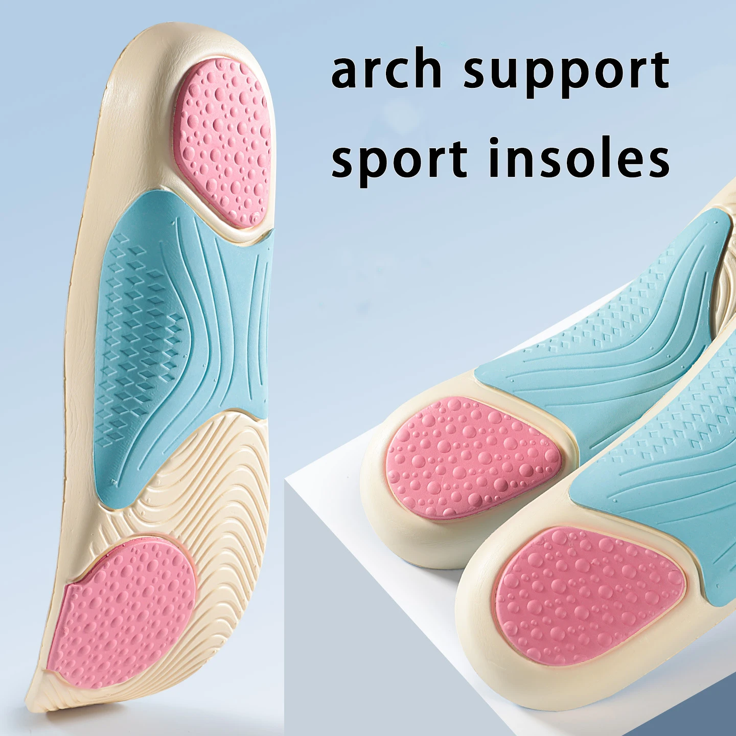Flat Foot Arch Support Orthotic Insoles Men's and Women's Sports Insoles Shock Absorbing Sole Comfortable Shoe Pads 1Pair/2Pair
