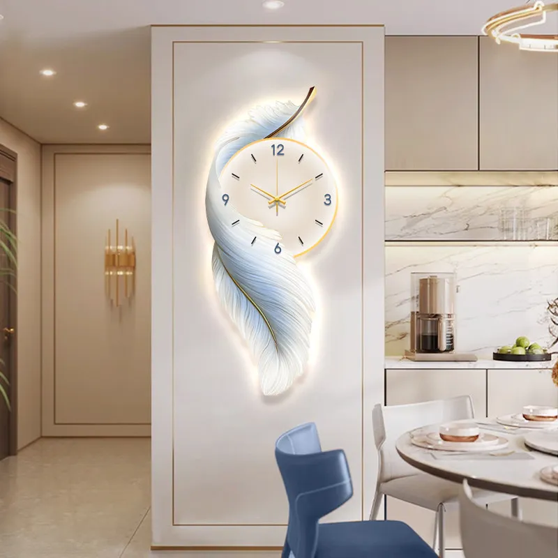 White Nordic Style Wall Clock Night Light Elegant Extra Large Cute Digital Clock Living Room Relojes De Pared Home Decor Items