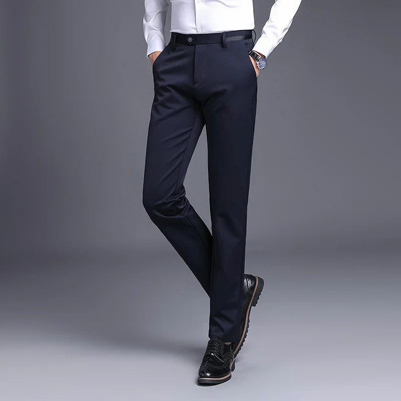 trousers Men's for spring and autumn leisure trousers loose straight business suit elastic non-ironing suit men's trousers