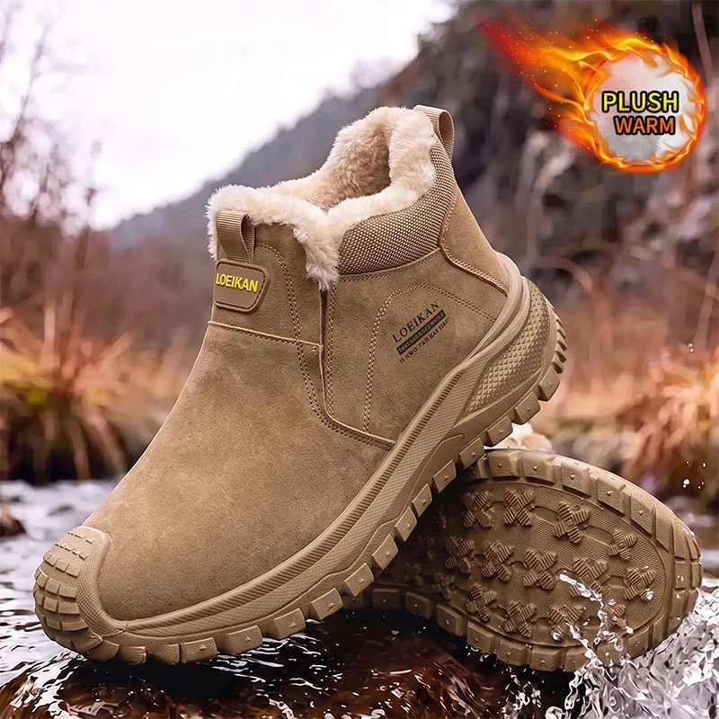 Multi-color Men Warm Ankle Boots Slip-on Anti-slip Boots For Cold Weather Daily
