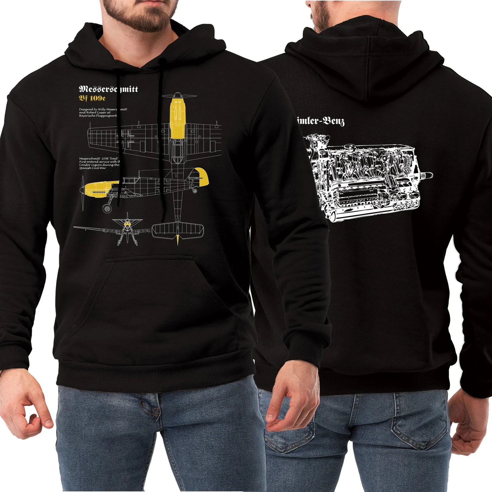 German Messerschmitt Bf-109 Fighter Pullover Hoodie New 100% Cotton Comfortable Casual Mens Sweatshirts WWII Aviation Streetwear