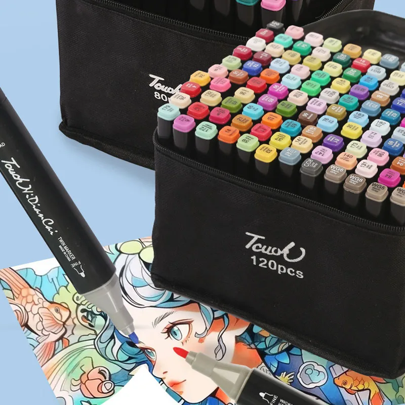 

24-60 цветов, набор масляных художественных маркеров для рисования, двуглавые маркеры на основе эскизов, граффити, манга, школьные принадлежности для рукоделия