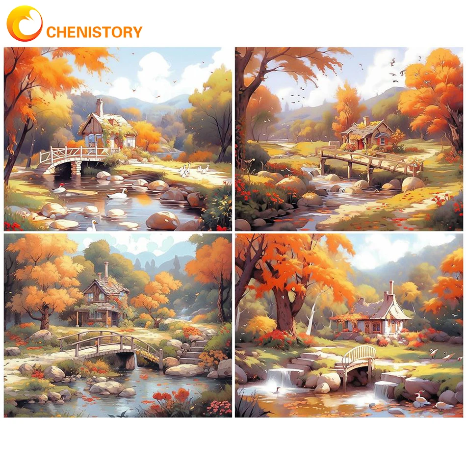 

CHENISTORY Picture By Number Landscape Coloring Drawing DIY Craft For Adults Kits Oil Painting By Number On Canvas Home Decorati
