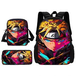 Anime N-narutos School Bag For Boy Girls with Shoulder Bags Pencil box Cartoon Backpack for Child