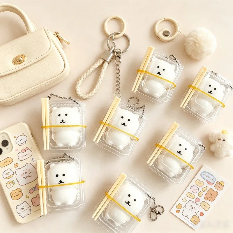 Squishy Toy Cute Tiny Bear Stress Ball Keychain Anti-stress Fidget Toy Self Deprecating Bear Pendant Squeeze Toy - view 5