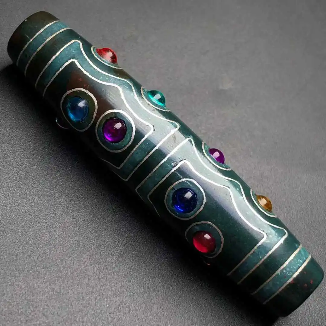 

1pcs/lot 13/15 Eyes Inlaid Tourmaline Tibetan Dzi Beads DIY Amulet Pendant Necklaces