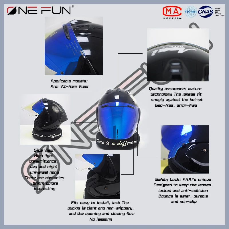 VZ RAM Helmet Visor For Arai VZ-RAM RAM-X SZ-R VAS-Z 3/4 Photochromic Helmet Pinlock Lens Mask Black Rainbow sliver Shield