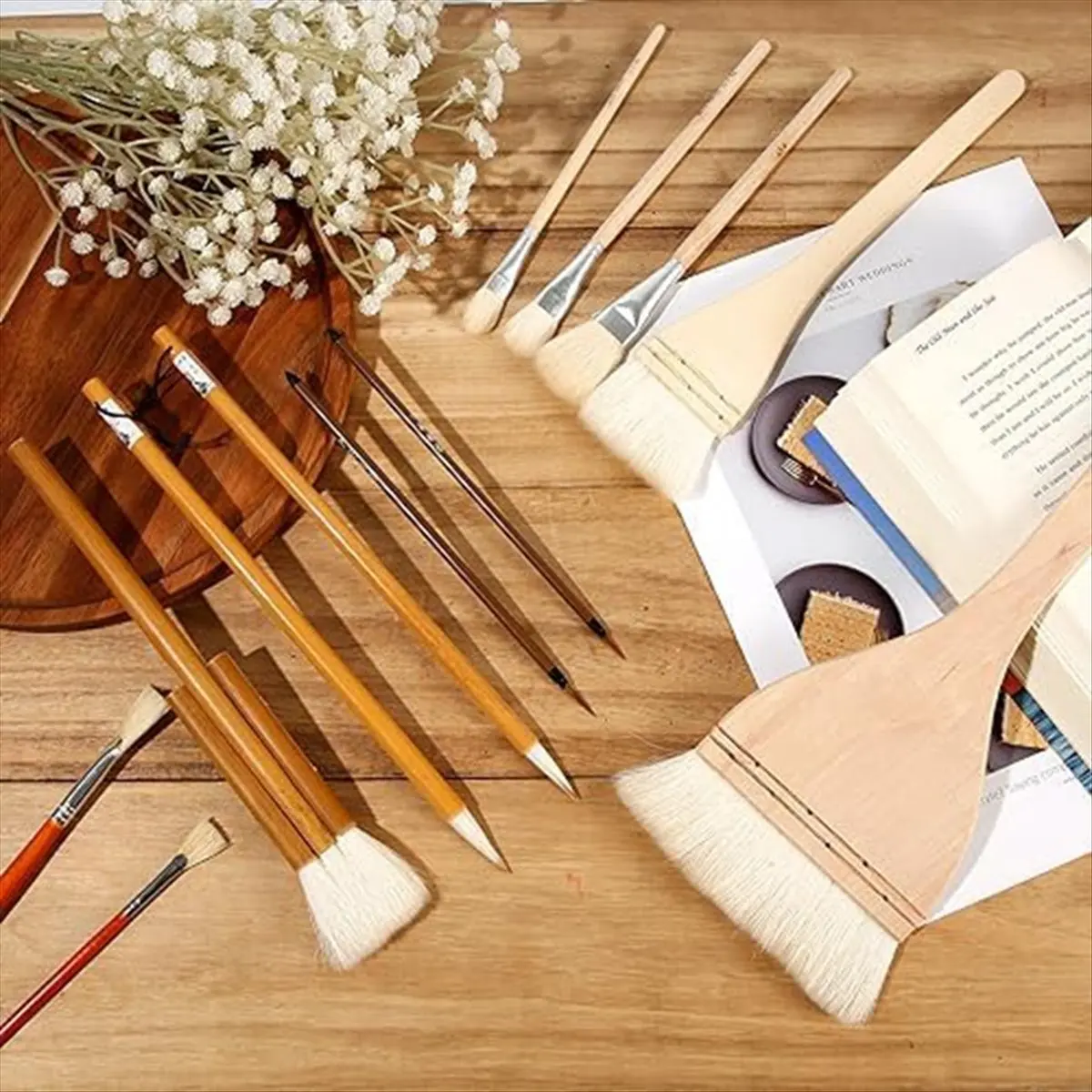 12Pcs Ceramic Glaze Brush Set,Pottery Glaze Brushes Acrylic Watercolor for Drawing Artists Painting Students Kids Adults-VVBC